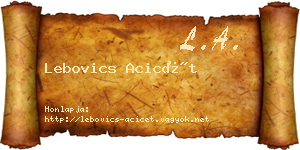 Lebovics Acicét névjegykártya